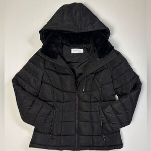 Calvin Klein Women’s Hooded Black Coat Size Small